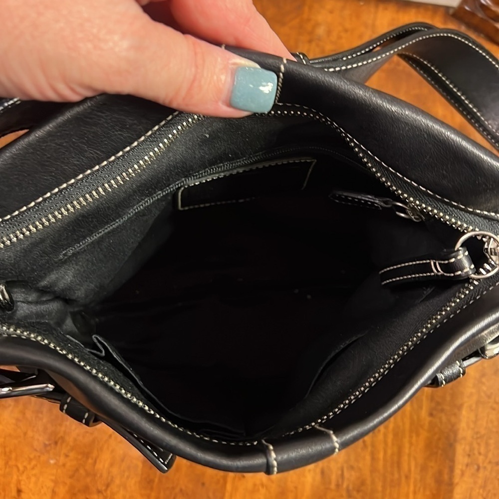 Coach handbag. Black all leather Coach purse with two silver buckles. - Picture 7 of 9